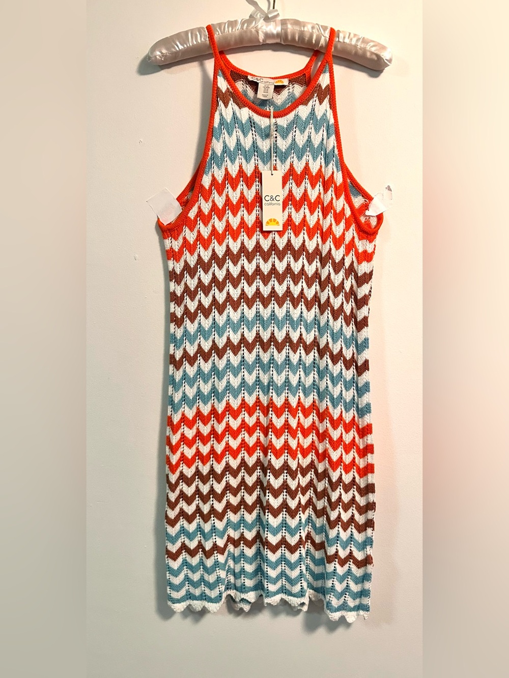 NWT C&C California Chevron Sz M Knit dress Vacation Beachside swim coverup